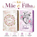 Kit 2 Bíblias Feminina Sagrada Letra Gigante Semi Flexível e Hipergigante Capa Dura Harpa ARC Circulo Floral e João 1.4