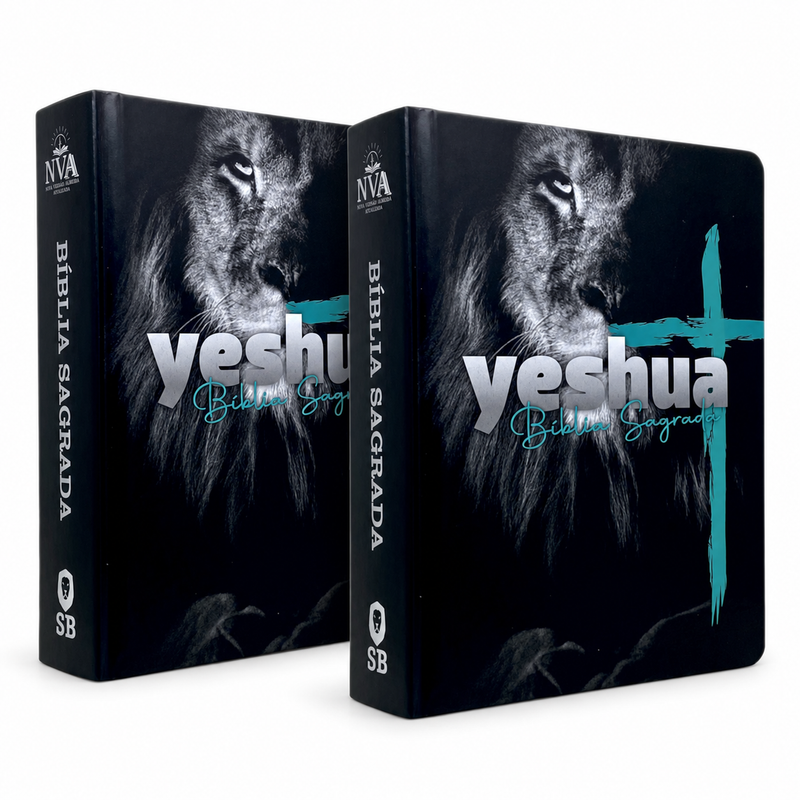 Kit 2 Bíblias Sagradas Leão Yeshua Edição Promessas Letra Grande Para Bolsa NVA