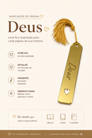 Marca Página Deus Acrílico Dourado Espelhado Luxo Para Bíblia e Livros