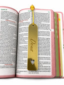 Marca Página Deus Acrílico Dourado Espelhado Luxo Para Bíblia e Livros