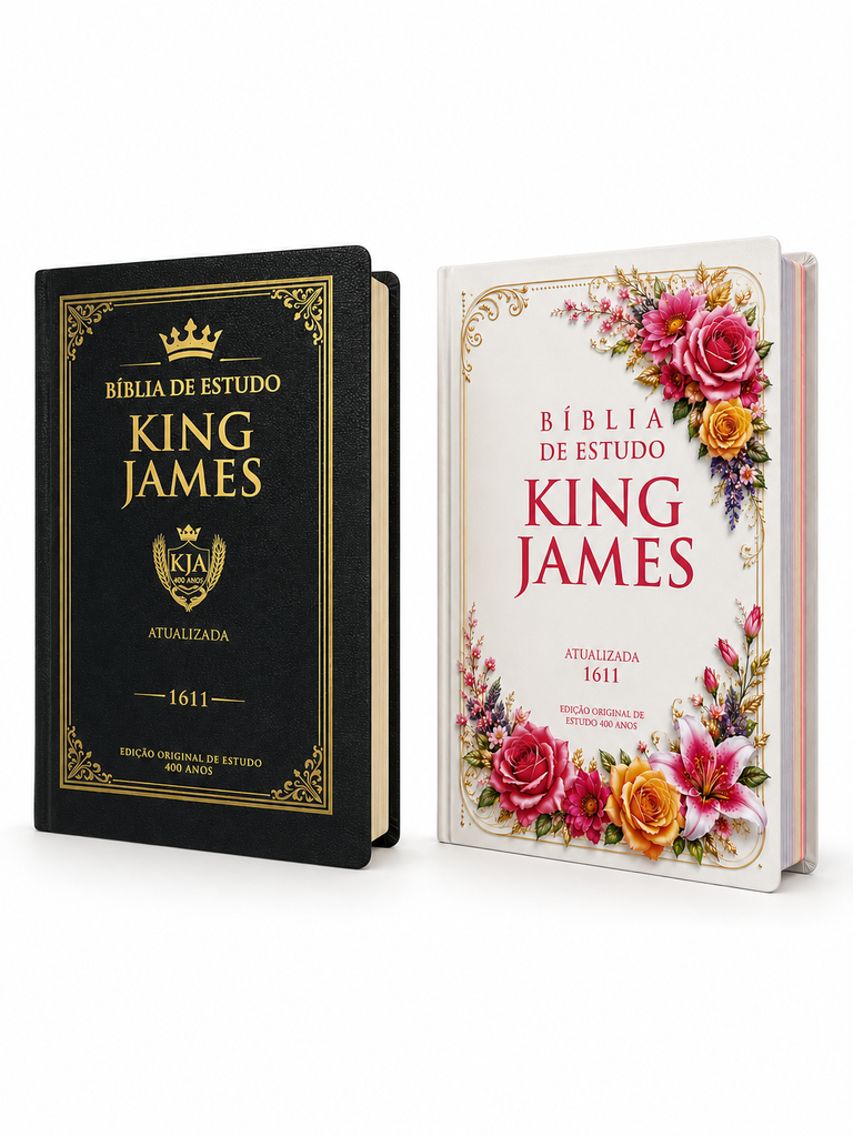 Kit 2 Bíblias Cristãs de Estudo King James Atualizada - Primavera & Imperial- Capa Dura Letra Gigante