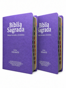 Kit 02 Bíblias Lilás Evangélicas Letra Gigante Capa Semiflexível ARC Com Harpa e Índice Feminina