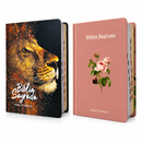 Kit 2 Bíblias Cristãs Casal Flor rosa e Levantado Capa Dura Letra Hipergigante ARC Índice Feminina & Masculina