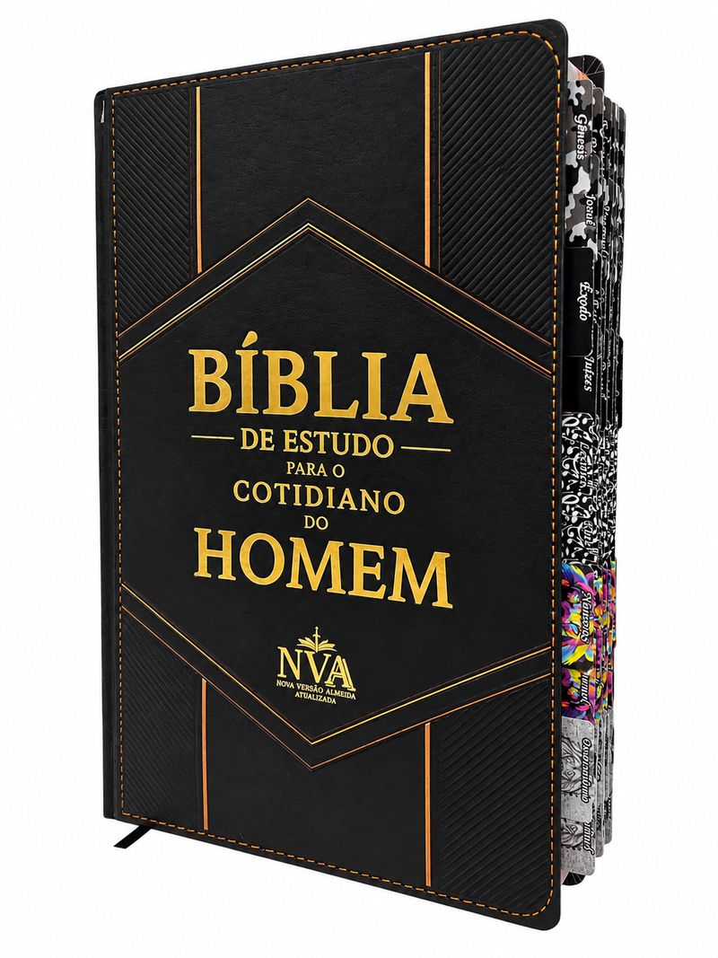 Bíblia de Estudo para o Cotidiano do Homem Capa Dura Clássico NVA Gigante Masculino Com Abas Coladas