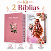 Kit 2 Bíblias Femininas Sagradas Capa Dura Letra Gigante e Hipergigante Harpa ARC Flor Rosa e Filha do Rei