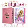 Kit 2 Bíblias Feminina Sagrada Capa Dura Letra Gigante e Hipergigante Harpa ARC Flor Rosa e Lion Dance