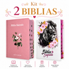 Kit 2 Bíblias Femininas Sagradas Capa Dura Letra Gigante e Hipergigante Harpa ARC Flor Rosa e Leão Rosa