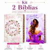 Kit 2 Bíblias Femininas Sagradas Capa Dura Letra Gigante e Hipergigante Harpa ARC Circulo Floral e Escolhida
