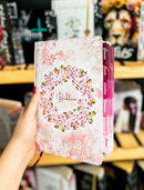 Bíblia Circulo Floral Rosa Letra Gigante Capa Flexível Com Harpa E Abas Coladas Feminina Arc