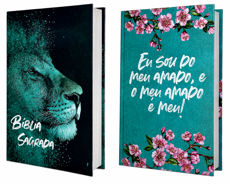 Kit Casal 2 Bíblias Evangélicas Letra Gigante Capa Dura Arc Folha Branca com Harpa Para Casal