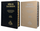 Kit Casal 2 Bíblias Evangélicas Tijolinho Letra Grande Capa Flexível Luxo Preta e Rosé Para Bolsa Linguagem NVA com Índice