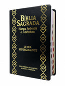 Bíblia Cor Preta Letra Hipergigante Capa Semi Flexível Com Harpa e Índice Colorida Arc
