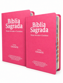Kit 02 Bíblias Rosa Evangélicas Letra Gigante Capa Semiflexível ARC Com Harpa e Índice Feminina