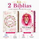 Kit 2 Bíblias Femininas Sagradas Capa Dura Letra Gigante e Hipergigante Harpa ARC Circulo Floral e Seja Forte