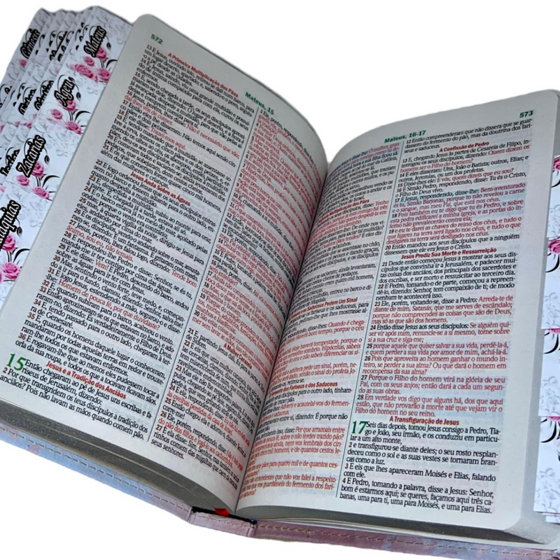 Bíblia Deus Floral Letra Gigante Capa Flexível Com Harpa E Abas Feminina Arc