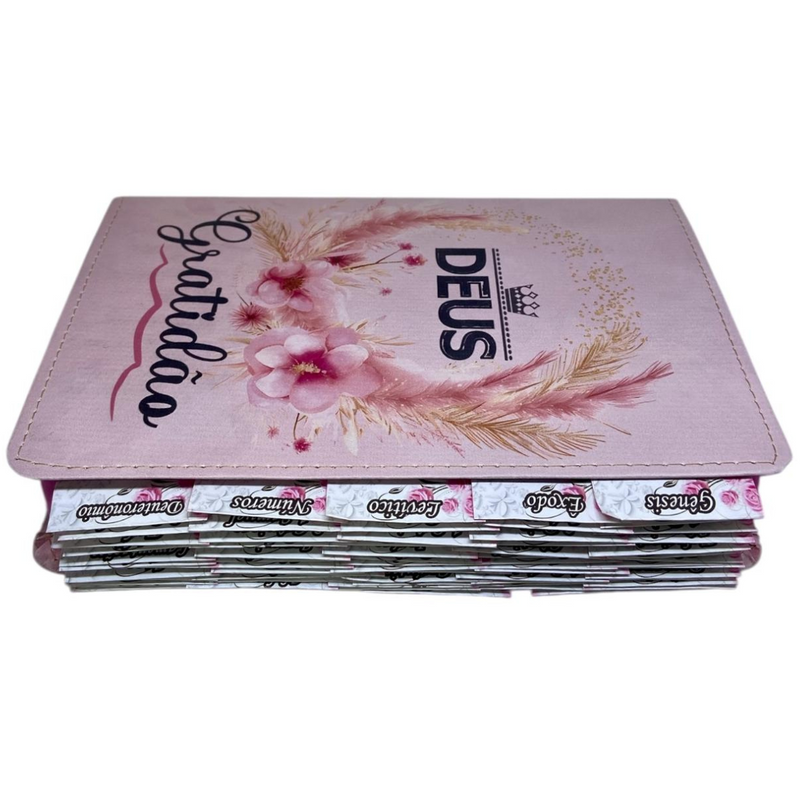 Bíblia Deus Gratidão Letra Gigante Capa Flexível Com Harpa E Abas Coladas Feminina Arc