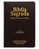 Bíblia Cor Marrom Letra Gigante Capa Semi Flexível Com Harpa e Índice Colorida Arc