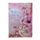 Bíblia Sagrada Letra Hipergigante PPM Capa Dura Jardim Rosa Feminina Com Harpa ARC e Índice