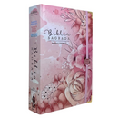 Bíblia Sagrada Letra Hipergigante PPM Capa Dura Jardim Rosa Feminina Com Harpa ARC e Índice