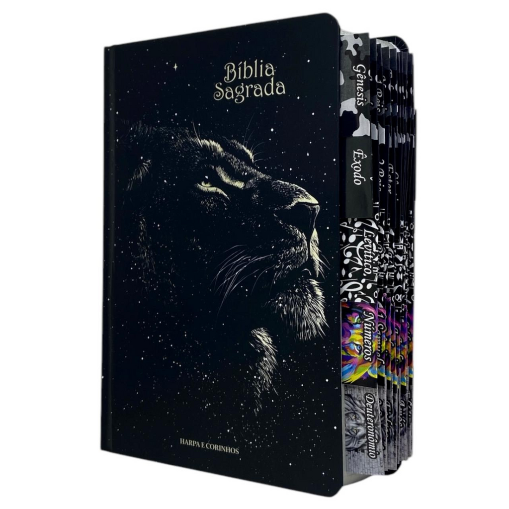 Bíblia Sagrada Hipergigante PPM Capa Dura Leão Universo Feminina e Masculina Com Abas Leão Já Coladas ARC