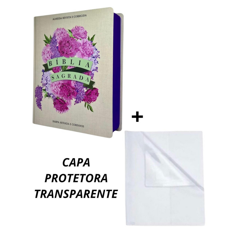Bíblia Sagrada Cristã Letra Jumbo Grande Capa Dura Com Harpa ARC Arranjo Floral Com Capa Protetora