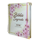 Bíblia Arranjo Bege Letra Normal Com Elástico e Medalhão Com Espaço Anotações Feminina Nvi SB