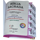 Bíblia Capa Dura Com Elástico Rosa E Medalhão Letra Gigante Com Harpa - Leão Rosa Abas Já Coladas