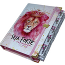 Bíblia Capa Dura Com Elástico Rosa E Medalhão Letra Gigante Com Harpa - Seja Forte E Aba Feminina