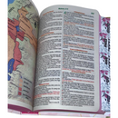 Bíblia Capa Dura Com Elástico Rosa E Medalhão Letra Gigante Com Harpa - Seja Forte E Aba Feminina