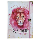 Bíblia Capa Dura Com Elástico Rosa E Medalhão Letra Gigante Com Harpa - Seja Forte + Índice