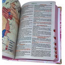 Bíblia Capa Dura Com Elástico Rosa E Medalhão Letra Gigante Com Harpa - Seja Forte + Índice