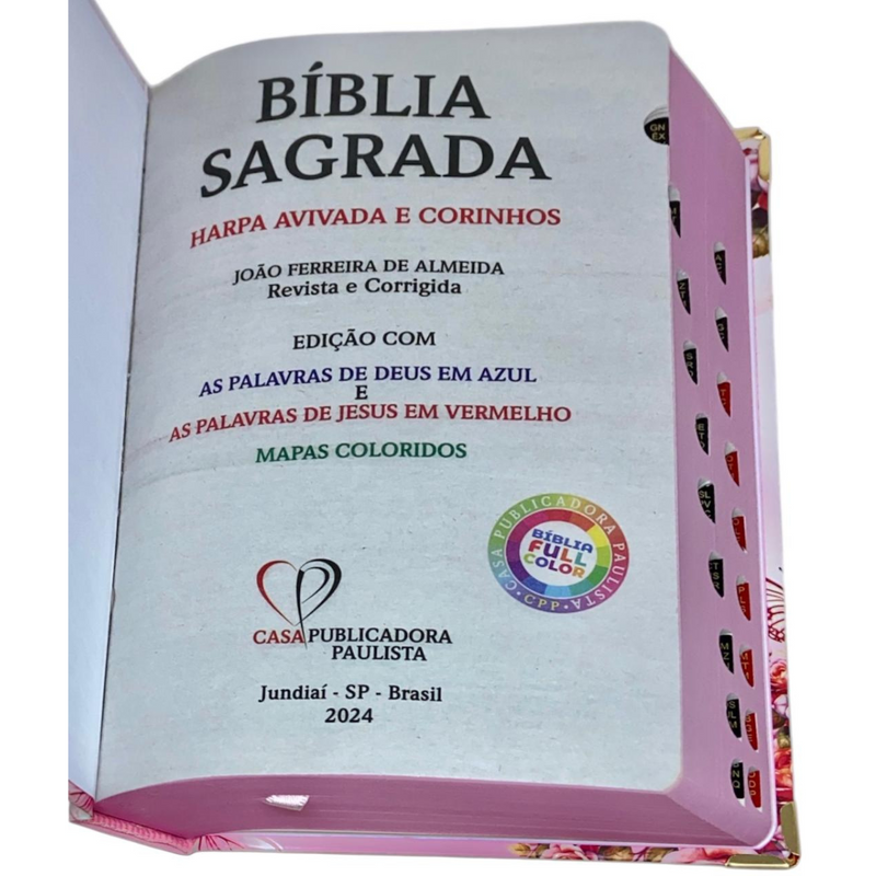 Bíblia Capa Dura Com Elástico Rosa E Medalhão Letra Gigante Com Harpa - Filha Do Rei + Índice