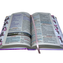 Bíblia Capa Dura Com Elástico Rosa E Medalhão Letra Gigante Com Harpa - Escolhida por Deus E Aba Feminina