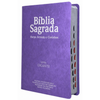 Bíblia Sagrada Com Harpa Cristã e Índice Capa Semiflexivel Evangélica Feminina Lilás Letra Gigante