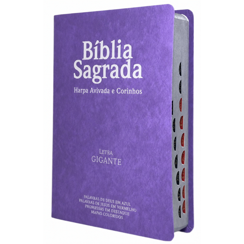 Bíblia Sagrada Com Harpa Cristã e Índice Capa Semiflexivel Evangélica Feminina Lilás Letra Gigante