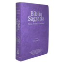 Bíblia Sagrada Com Harpa Cristã e Índice Capa Semiflexivel Evangélica Feminina Lilás Letra Gigante