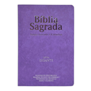 Bíblia Sagrada Com Harpa Cristã e Índice Capa Semiflexivel Evangélica Feminina Lilás Letra Gigante