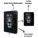 Bíblia Leão Crinza e Laranja Letra Normal Capa Dura Masculina Com Índice Naa