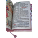 Bíblia Jardim Rosa Letra Hipergigante Capa Dura Com Harpa e Aba Feminina Arc Com Elástico