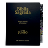 Bíblia Cor Preta Trigo Letra Jumbo Capa Dura Com Harpa e Aba Adesiva Masculina