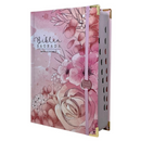 Bíblia Sagrada Letra Hipergigante PPM Capa Dura Jardim Rosa Feminina Com Harpa ARC e Índice