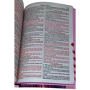 Bíblia Capa Flexível Letra Gigante - Leão Jesus Rosa - Com Índice Miolo Ppm Full Color Versão Arc  Com Harpa E Fitilho