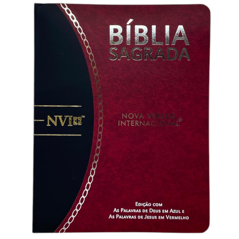 Bíblia Bordô e Preta Letra Normal Capa Flexível Slim Large Masculina Nvi