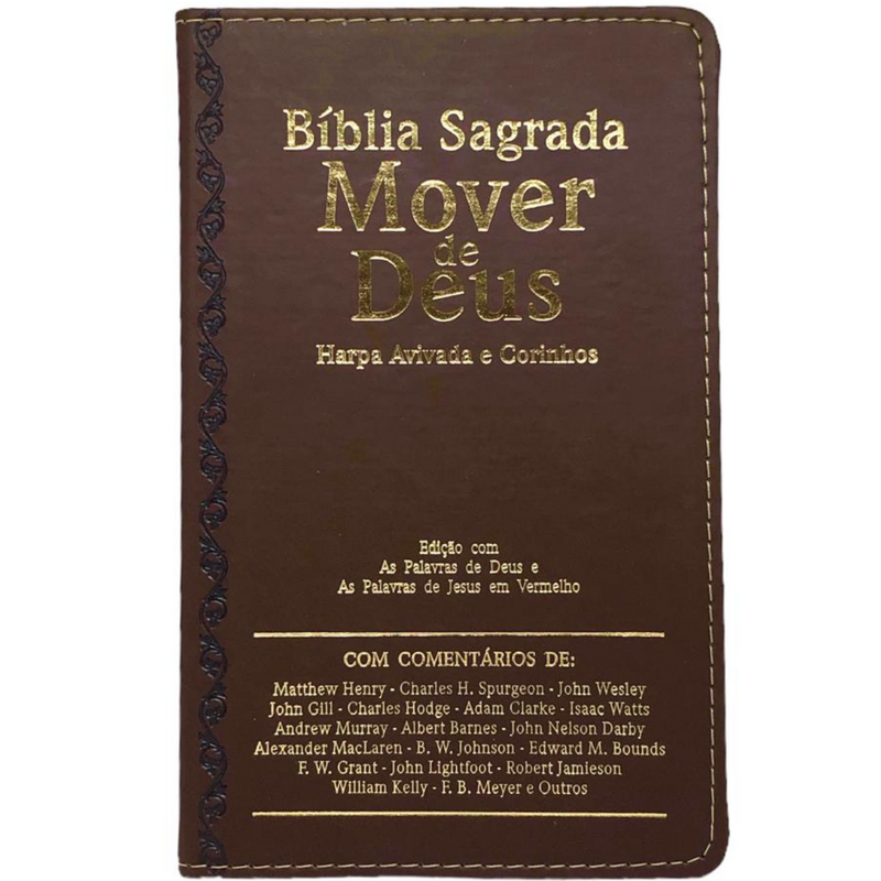 Bíblia Mover de Deus Cor Marrom Com Estudo Letra Gigante Capa Flexível Com Harpa e Índice Masculina Arc