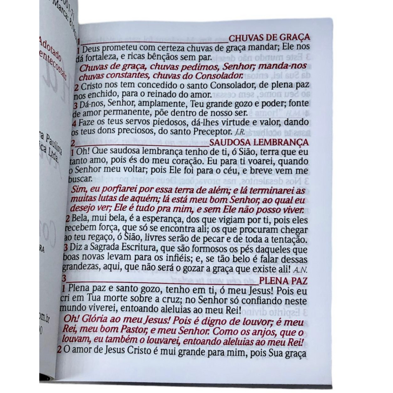 Livro Leão Vermelho e Branco Hinário Harpa Avivada e Corinhos Capa Brochura Letra Gigante
