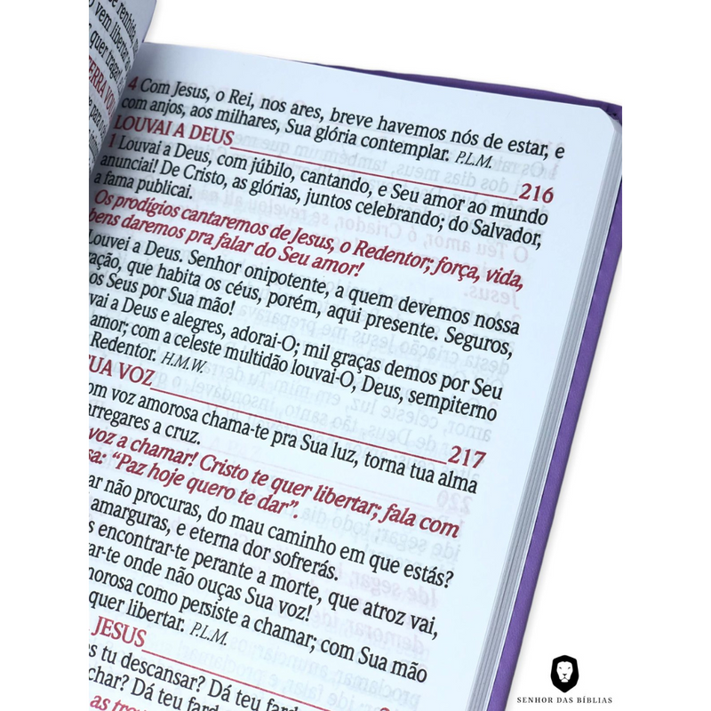 Livro Escudo Lilás Hinário Harpa Avivada e Corinhos Capa PU Almofadada Letra Hipergigante