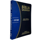 Bíblia Preta e Azul Letra Normal Capa Flexível Slim Large Masculina Nvi