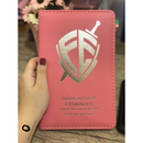 Livro Escudo Rosa Hinário Harpa Avivada e Corinhos Capa PU Almofadada Letra Hipergigante