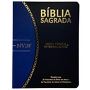 Bíblia Preta e Azul Letra Normal Capa Flexível Slim Large Com Índice Masculina Nvi