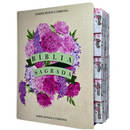 Bíblia Arranjo Floral Roxa Letra Jumbo Capa Dura Com Harpa e Aba Feminina Arc